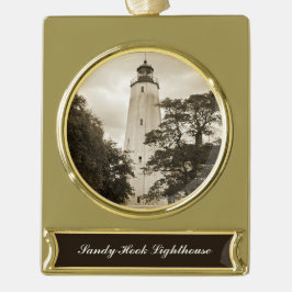 Sandy Hook Lighthouse Banner-Ornament Gold