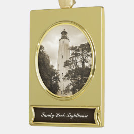 Sandy Hook Lighthouse Banner-Ornament Gold