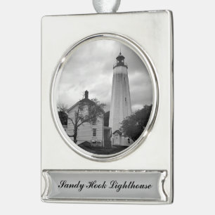 Sandy Hook Lighthouse Banner-Ornament Silber