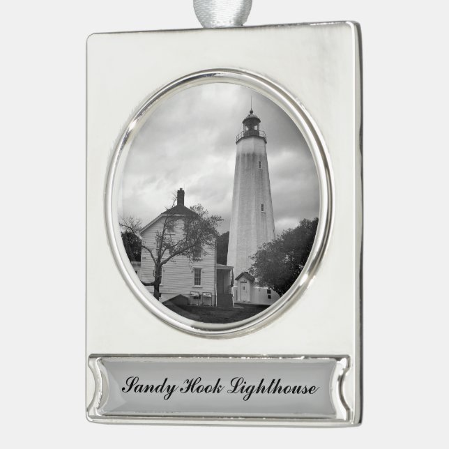 Sandy Hook Lighthouse Banner-Ornament Silber (Links)