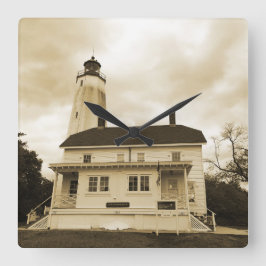 Sandy Hook Lighthouse Quadratische Wanduhr