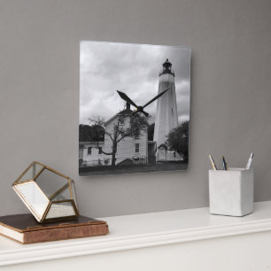 Sandy Hook Lighthouse Quadratische Wanduhr