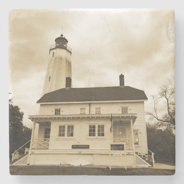 Sandy Hook Lighthouse Steinuntersetzer (Vorderseite)