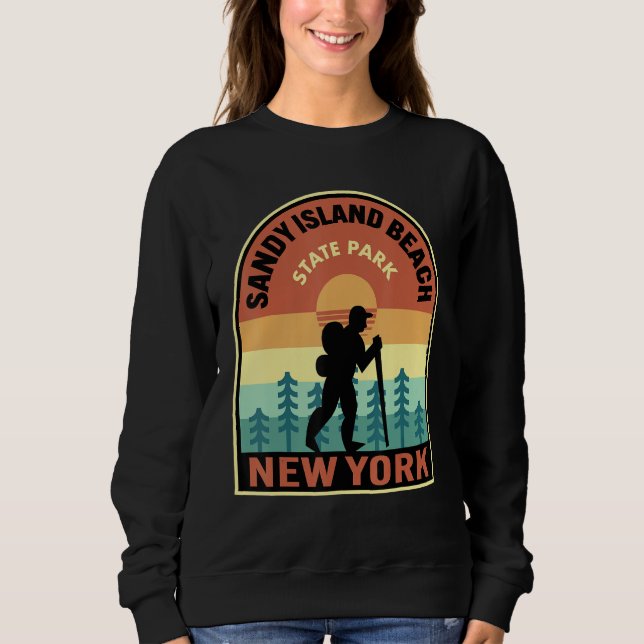 Sandy Island Beach State Park New York Retro Hikin Sweatshirt (Vorderseite)