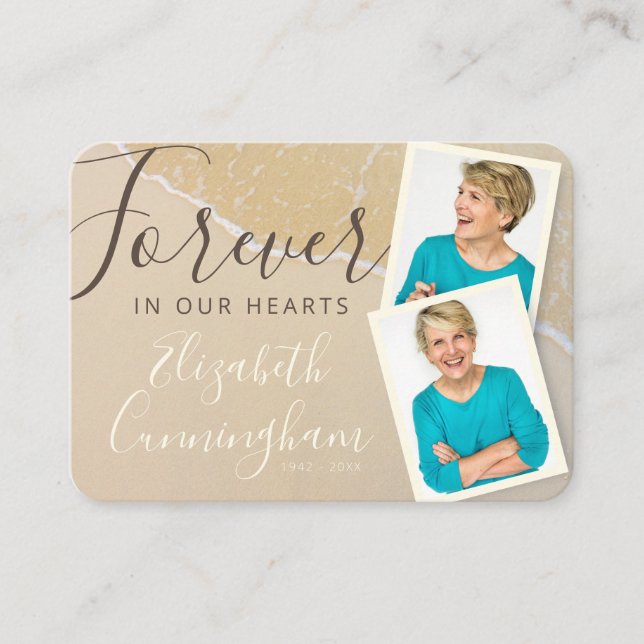 Sandy Ocean Beach Beunerdigung Memorial Custom Fot Visitenkarte (Vorderseite)