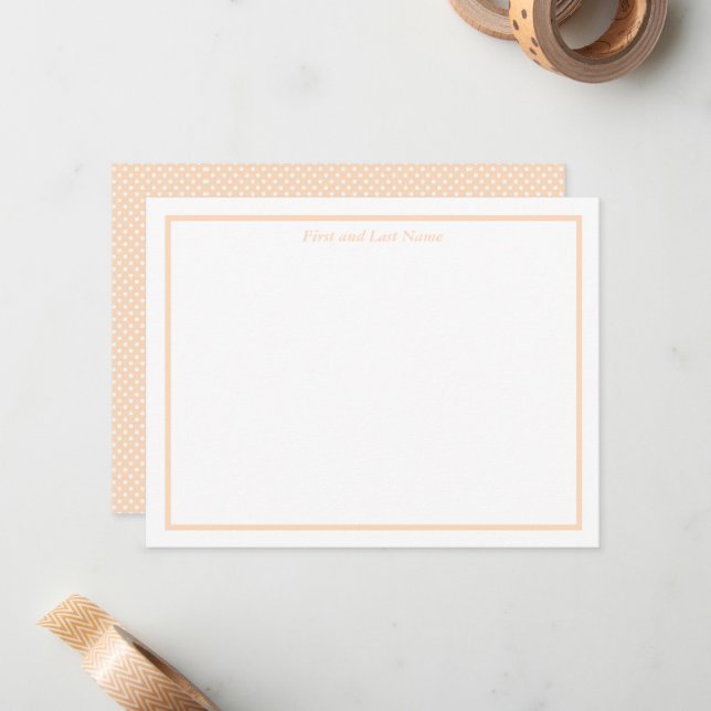 Sandy Pale Peach and White Polka Dot Note Cards Mitteilungskarte (Vorderseite/Rückseite Beispiel)