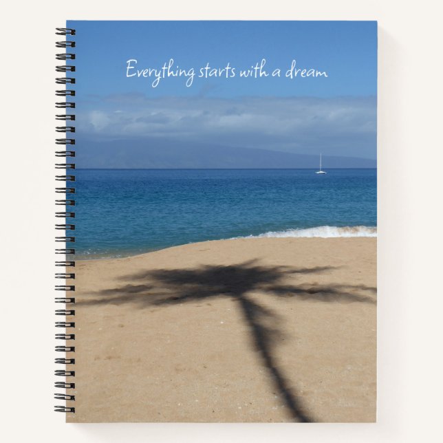 Sandy Palm Tree Shadow Foto Large Spiral Notebook Notizbuch (Vorderseite)