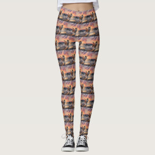 Sandy Paws Akita Hund am Strand Sonnenuntergang Leggings