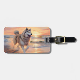 Sandy Paws Alaskan Malamute Hund am Strand Sonnenu Gepäckanhänger