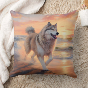 Sandy Paws Alaskan Malamute Hund am Strand Sonnenu Kissen