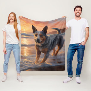 Sandy Paws Australian Cattle Dog am Strand Sonnenu Fleecedecke