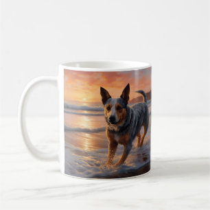 Sandy Paws Australian Cattle Dog am Strand Sonnenu Kaffeetasse