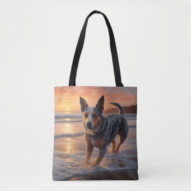 Sandy Paws Australian Cattle Dog on Beach Sunset (Vorderseite)