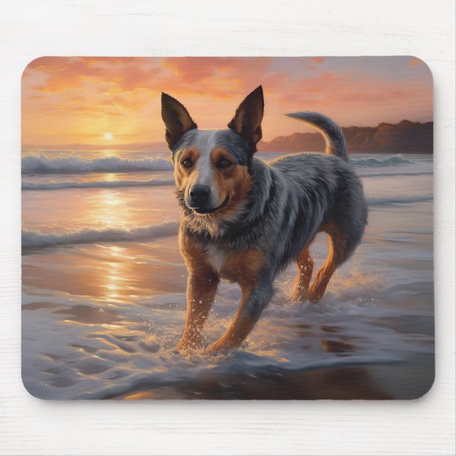 Sandy Paws Australian Cattle Dog on Beach Sunset Mousepad (Vorne)
