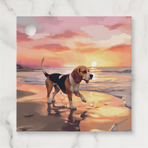 Sandy Paws Beagle Dog on Beach Sunset Geschenkanhänger