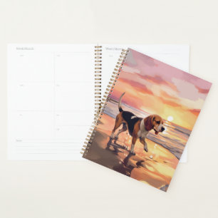 Sandy Paws Beagle Dog on Beach Sunset Planer