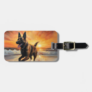 Sandy Paws Belgischer Malinois Hund am Strand Sonn Gepäckanhänger