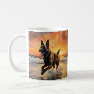 Sandy Paws Belgischer Malinois Hund am Strand Sonn Kaffeetasse
