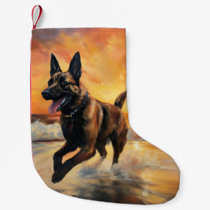 Sandy Paws Belgischer Malinois Hund auf Beach Suns Kleiner Weihnachtsstrumpf