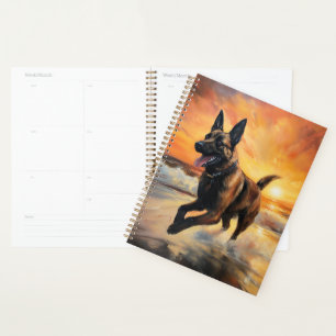 Sandy Paws Belgischer Malinois Hund auf Beach Suns Planer