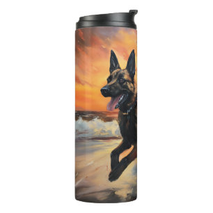 Sandy Paws Belgischer Malinois Hund auf Beach Suns Thermosbecher