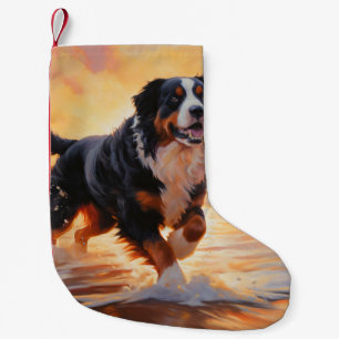 Sandy Paws Bernese Mountain Dog on Beach Sunset Kleiner Weihnachtsstrumpf