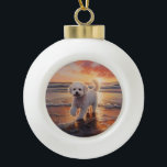 Sandy Paws Bichon Frise Dog on Beach Sunset Keramik Kugel-Ornament<br><div class="desc">Tauchen Sie ein in die ruhige Schönheit unseres Hundes "Sandy Paws and Sunset Hues" mit Sonnenuntergang am Strand. Diese faszinierende Szene vereint das Wesen eines perfekten Abends am Ufer, mit einem treuen Hund, der den goldenen Sand und die atemberaubenden Farben der untergehenden Sonne genießt. Ob Hundeliebhaber oder Sonnenuntergang - dieses...</div>