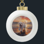Sandy Paws Bichon Frise Dog on Beach Sunset Keramik Kugel-Ornament<br><div class="desc">Tauchen Sie ein in die ruhige Schönheit unseres Hundes "Sandy Paws and Sunset Hues" mit Sonnenuntergang am Strand. Diese faszinierende Szene vereint das Wesen eines perfekten Abends am Ufer, mit einem treuen Hund, der den goldenen Sand und die atemberaubenden Farben der untergehenden Sonne genießt. Ob Hundeliebhaber oder Sonnenuntergang - dieses...</div>