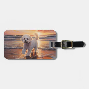 Sandy Paws Bichon Frise Hund am Strand Sonnenunter Gepäckanhänger