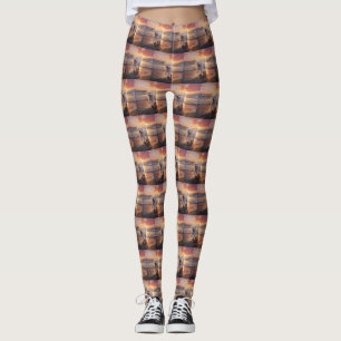 Sandy Paws Bichon Frise Hund am Strand Sonnenunter Leggings