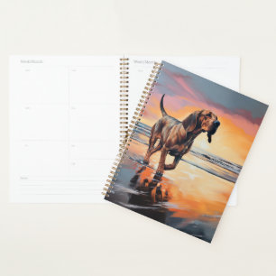 Sandy Paws Bloodhound Dog on Beach Sunset Planer