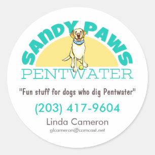 Sandy Paws Pet Business Logo Runder Aufkleber