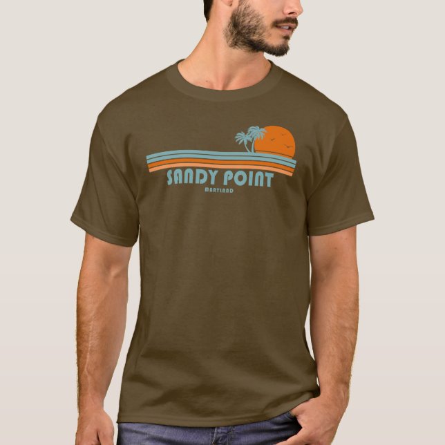 Sandy Point Staat Park Maryland Sun Palm Trees T-Shirt (Vorderseite)