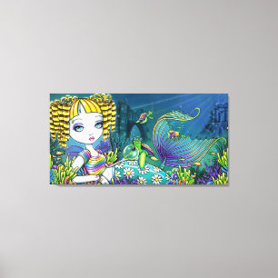 "Sandy" Rainbow Mermaid Wrapped Canvas Print Leinwanddruck