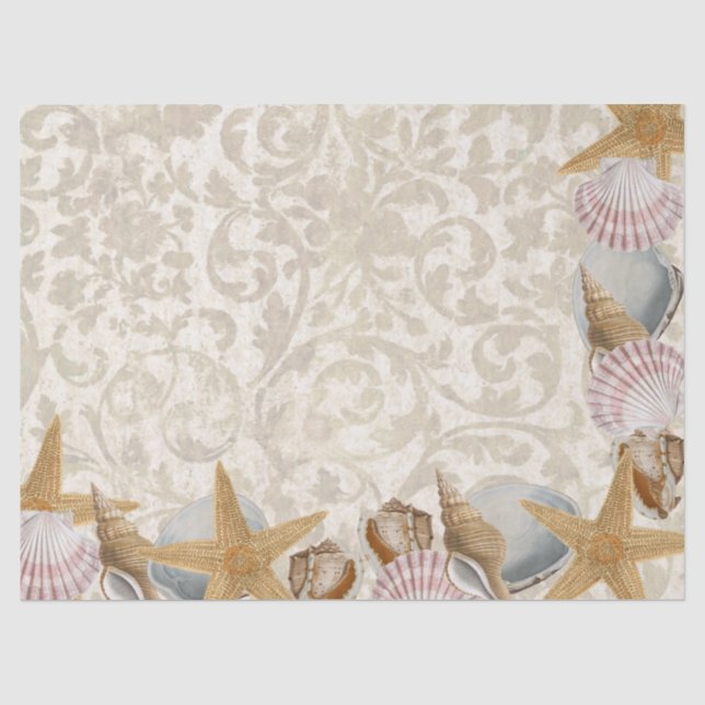 Sandy Seashell Seesterne Seaside Dekor Eck   Seidenpapier (Vorderseite)