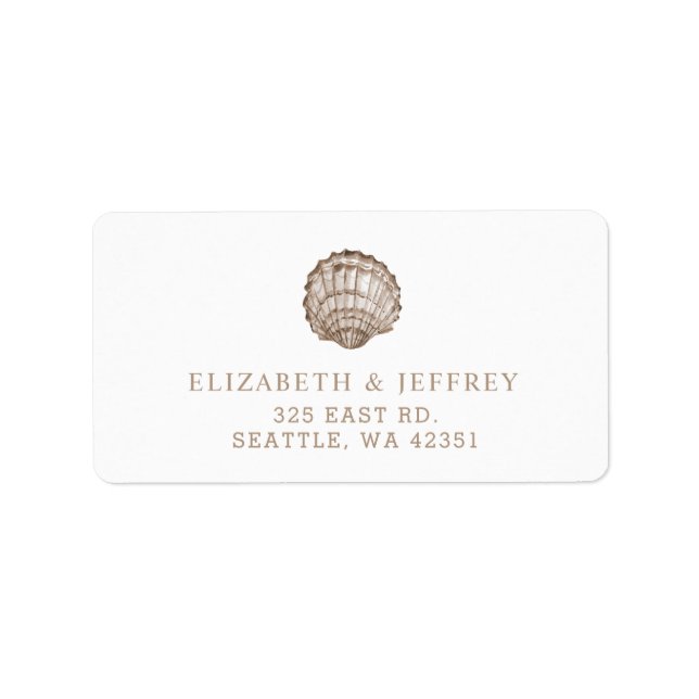 Sandy Seashells Marine Ocean Beach Wedding Adressaufkleber (Vorne)
