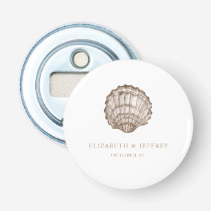 Sandy Seashells Marine Ocean Beach Wedding Flaschenöffner