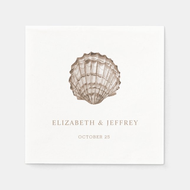 Sandy Seashells Marine Ocean Beach Wedding Serviette (Vorderseite)