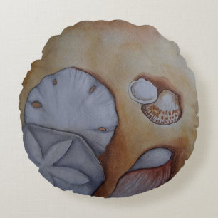 Sandy Seashells Rundes Kissen