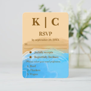 Sandy Shore Aquarell-Hochzeits-RSVP-Karte