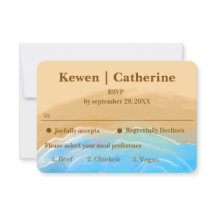 Sandy Shore Aquarell-Hochzeits-RSVP-Karte
