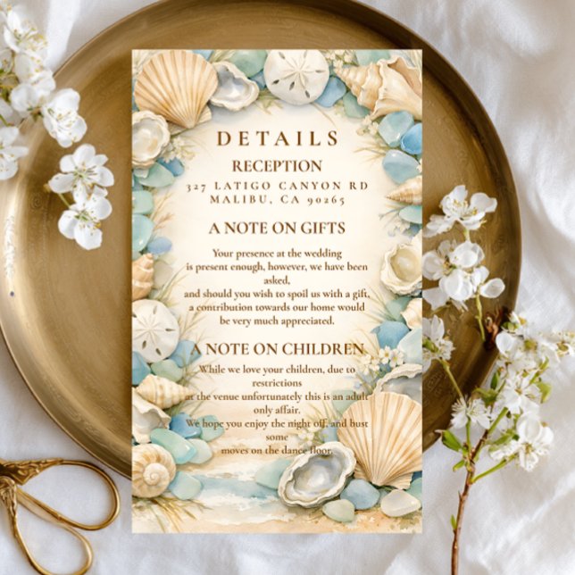 Sandy Shore Seashell Wedding RSVP Karte (Von Creator hochgeladen)