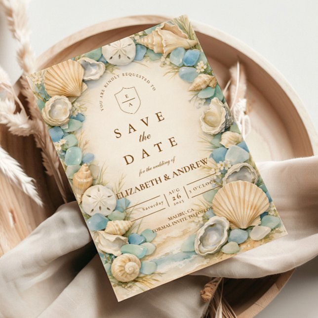 Sandy Shore Seashell Wedding Save The Date (Von Creator hochgeladen)