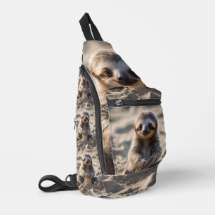 Sandy Shores: Baby Faultier beim Bau von Sandburge Crossbody Bag