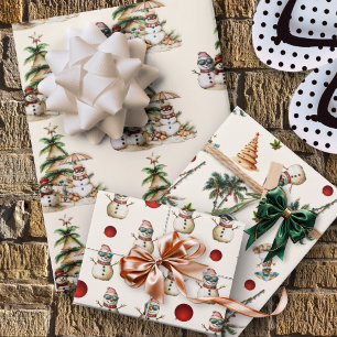 Sandy Snowman Beach Weihnachtsmuster Geschenkpapier Set