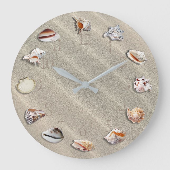 SANDY-STRAND MIT SEASHELLS, RUNDE WANDUHR (Vorderseite)