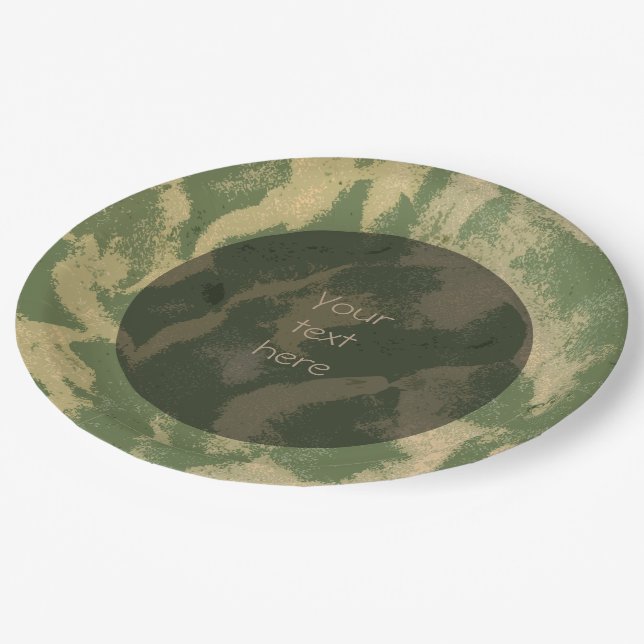 Sandy-Strand-Struktur-Foto irgendein Text Pappteller (Schrägansicht)