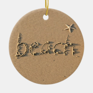 Sandy-Strand und Starfish-Weihnachtsverzierung Keramikornament