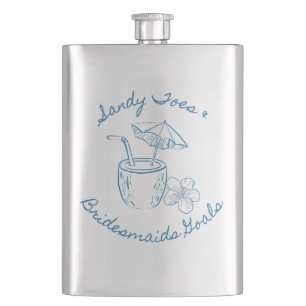 Sandy Toe & Bridesmaids Goals Coastal Bachelorette Flachmann