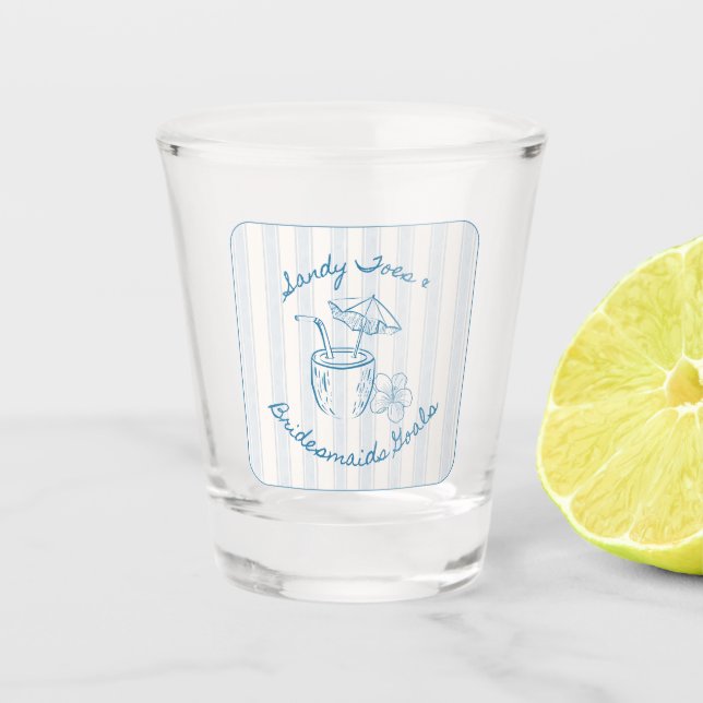 Sandy Toe & Bridesmaids Goals Coastal Bachelorette Schnapsglas (Vorderseite)